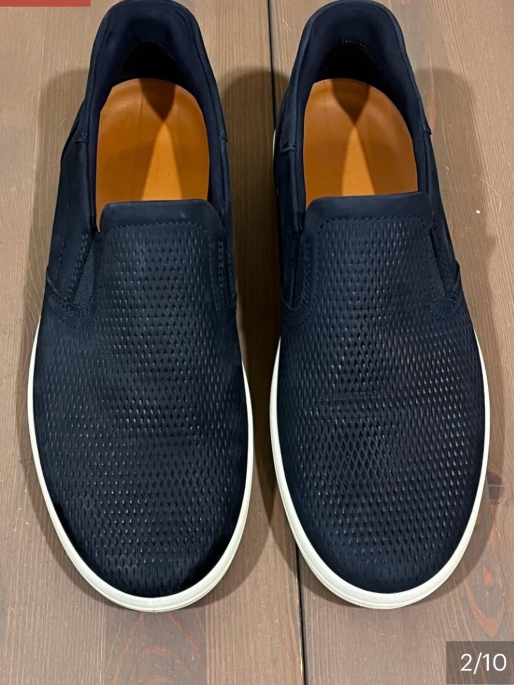 Ecco "Soft 7" Easy Slip on Sneakers Mens 9/9.5 Navy Leather Hands Free Comfort